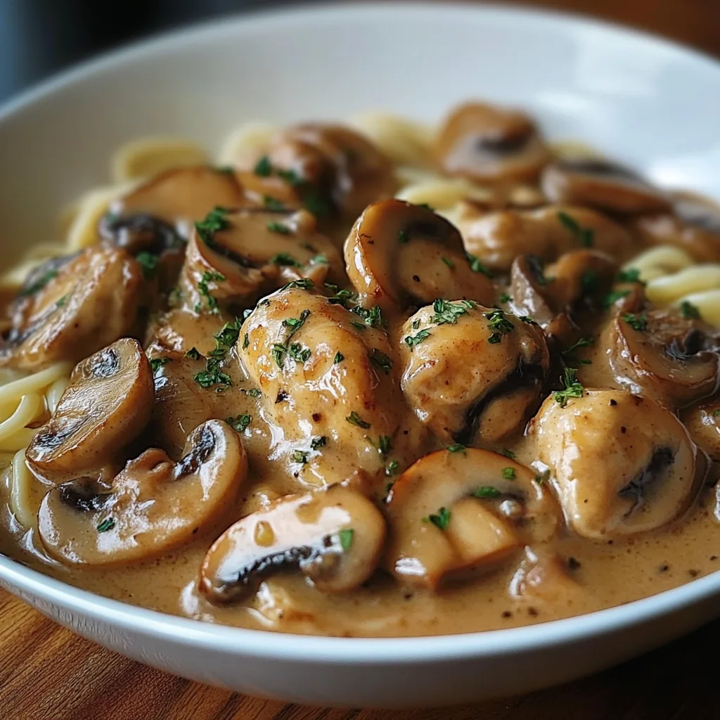 Stroganoff de poulet aux champignons
