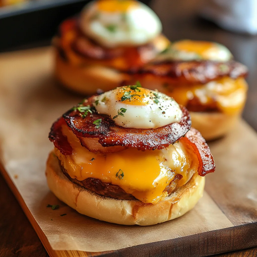 Mini sliders de tocino, huevo y queso