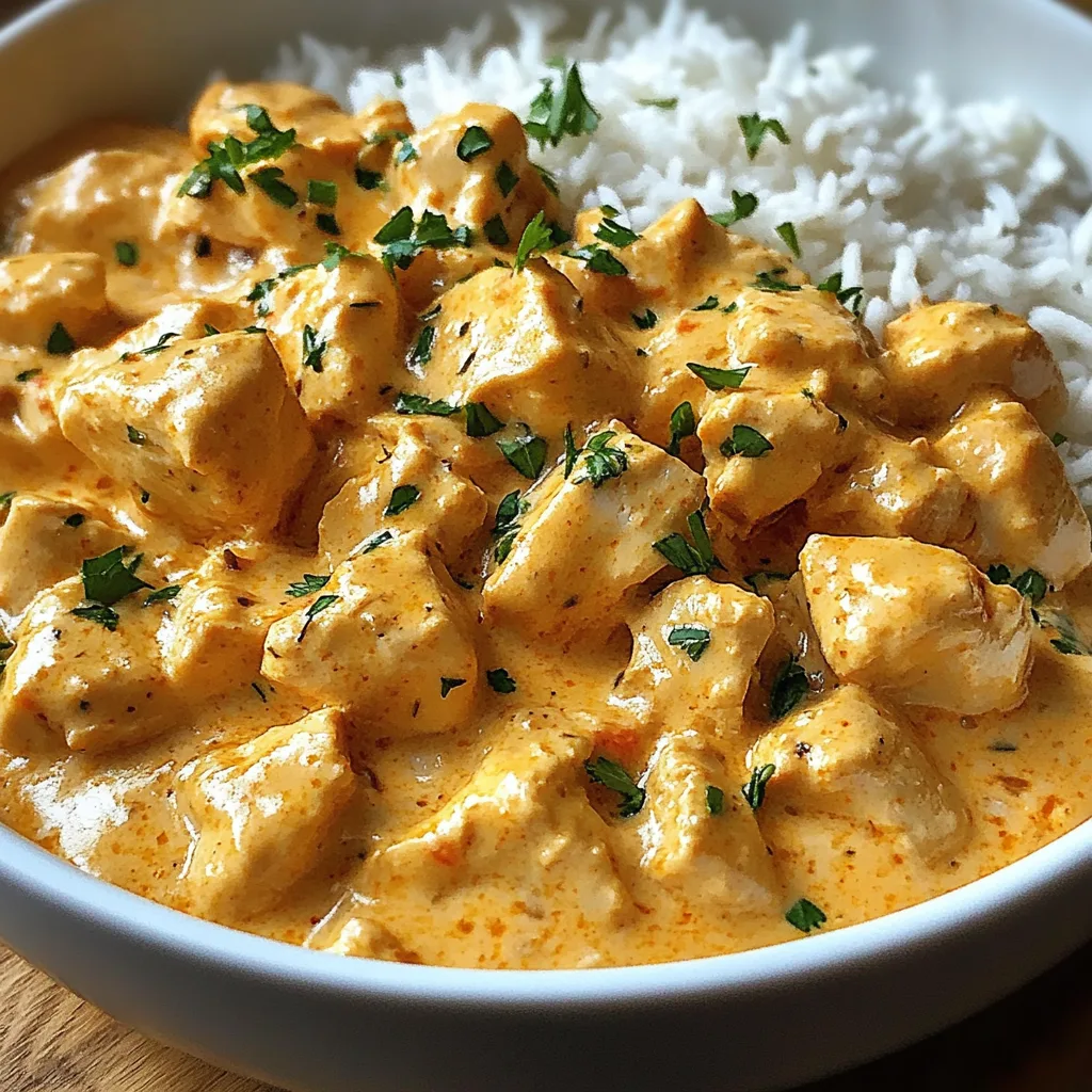 Cremiges Hähnchen mit Reis