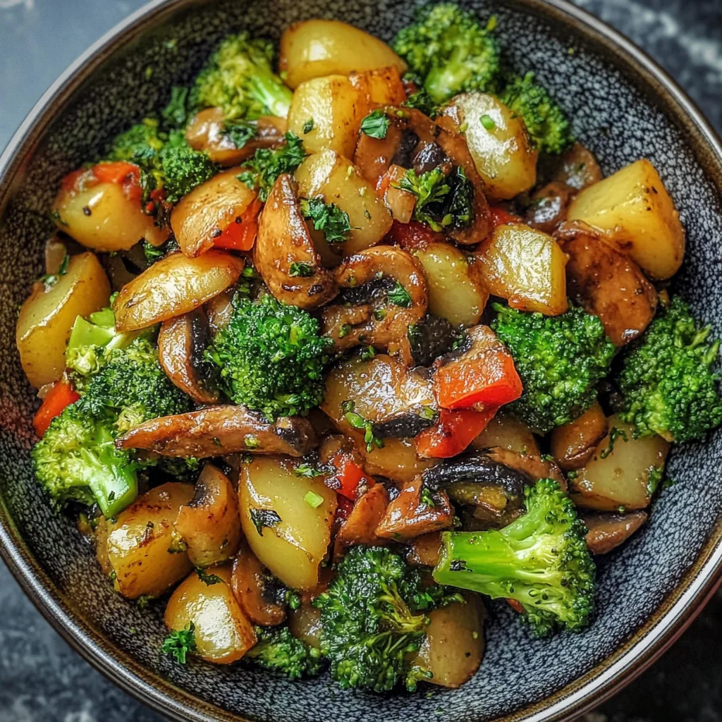 Brokkoli-Kartoffel-Pfanne mit Pilzen