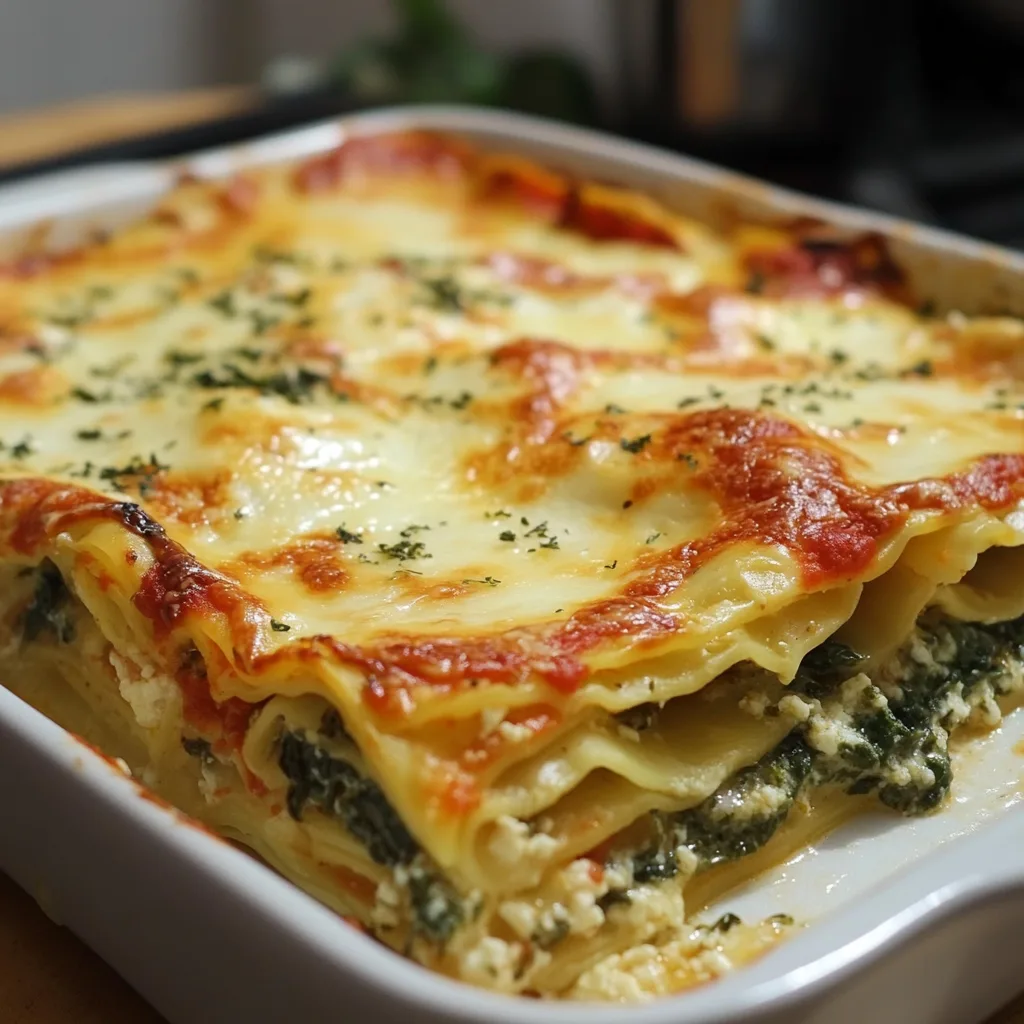 Spinatlasagne mit Feta und Tomaten