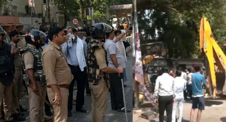 लखनऊ में बुलडोजर पर बवाल: वकीलों और पुलिस में भिड़ंत, कोर्ट परिसर बना रणभूमि