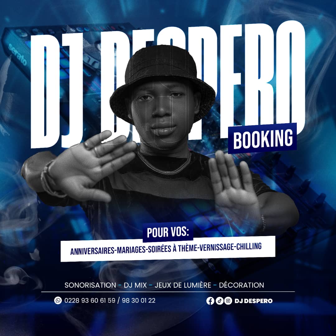 Portrait promotionnel du DJ en performance à Lomé, Togo