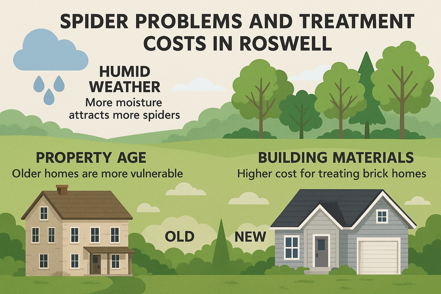 Spider Problems and treatment costs in Roswell 