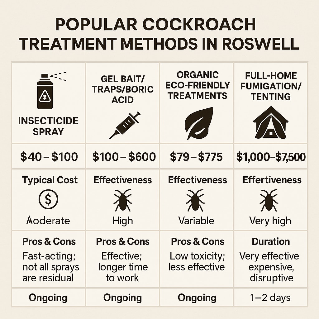 Cockroach Control Costs in Roswell