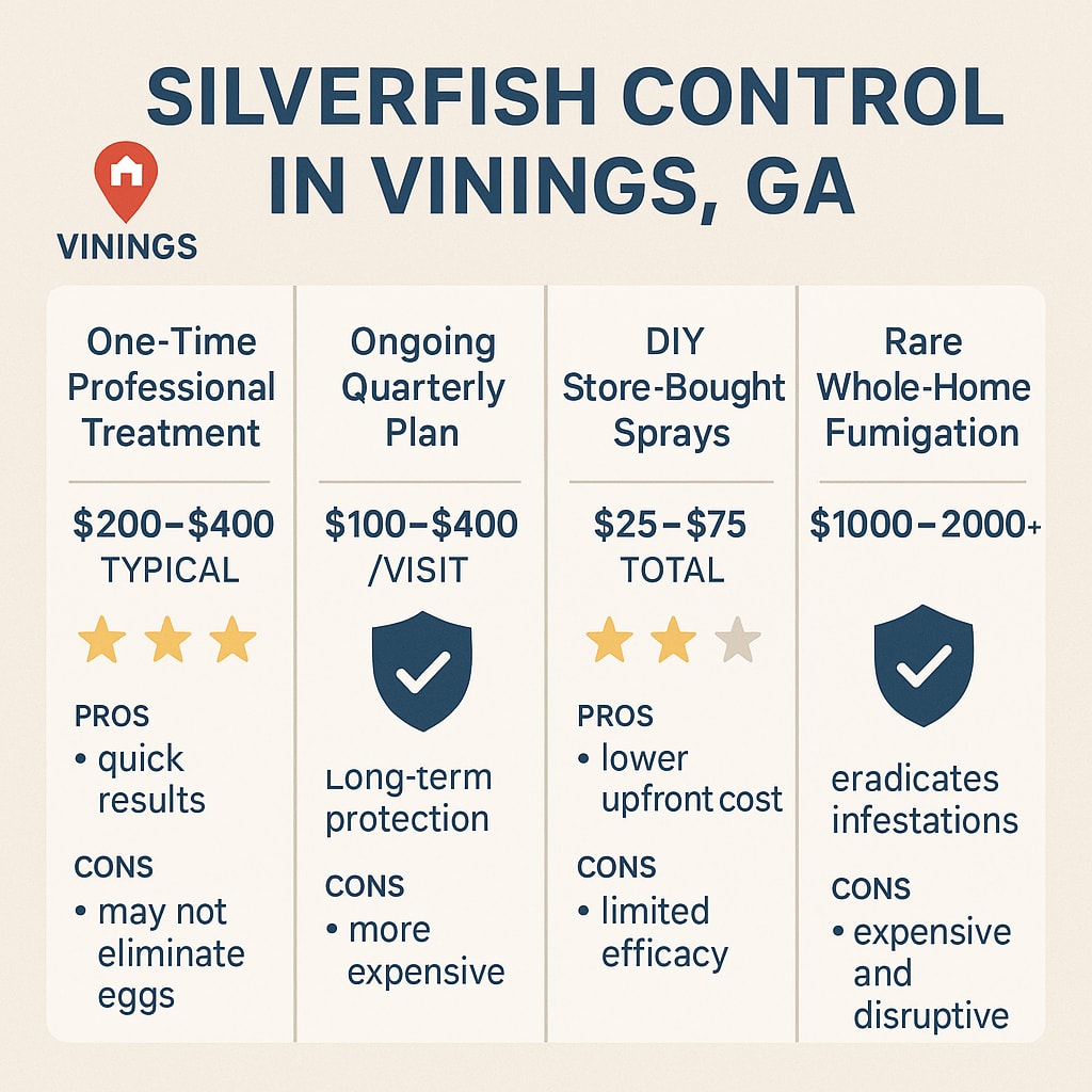 Cost of silverfish control Vinings, Georgia