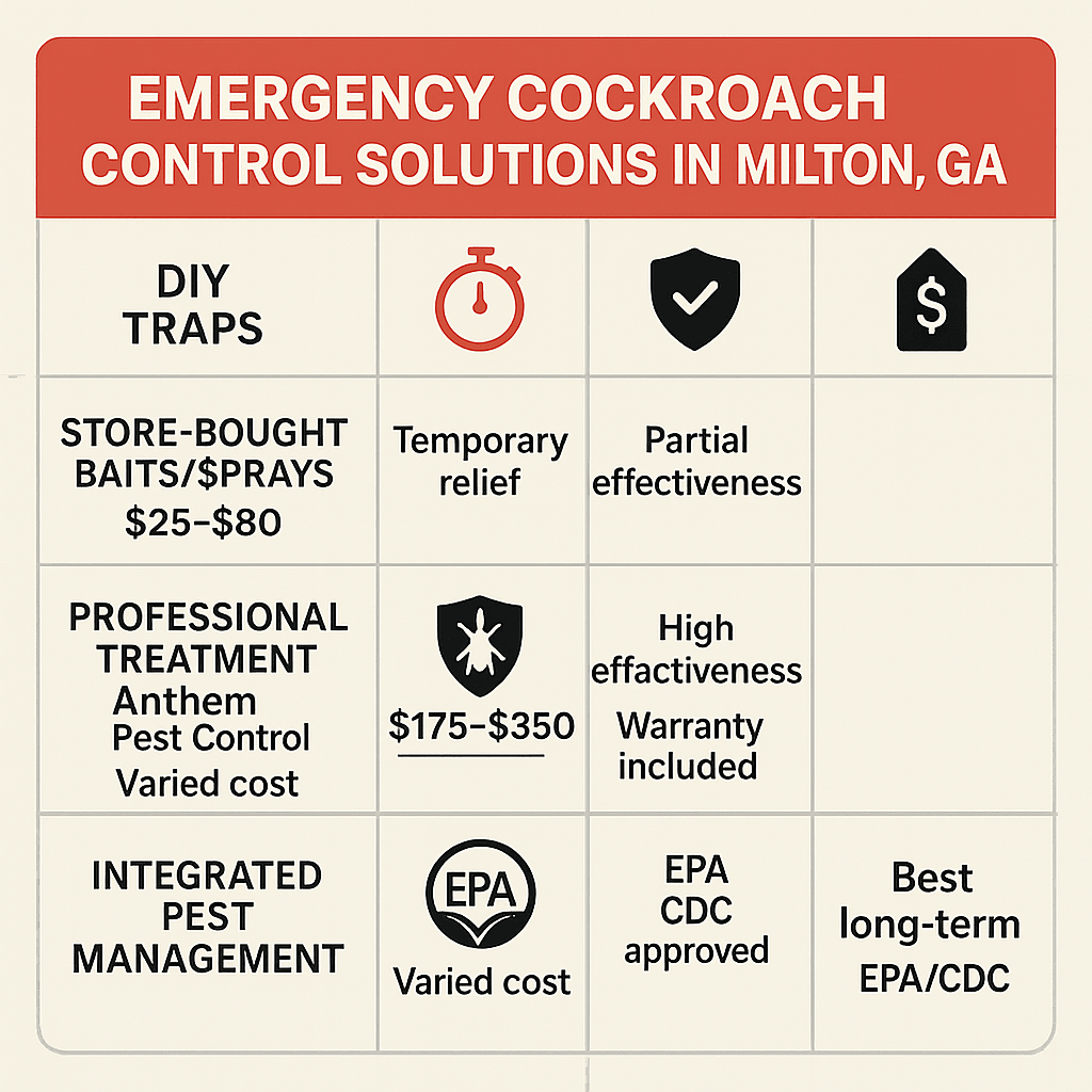 Price of Emergency Cockroach Control in Milton, Georgia