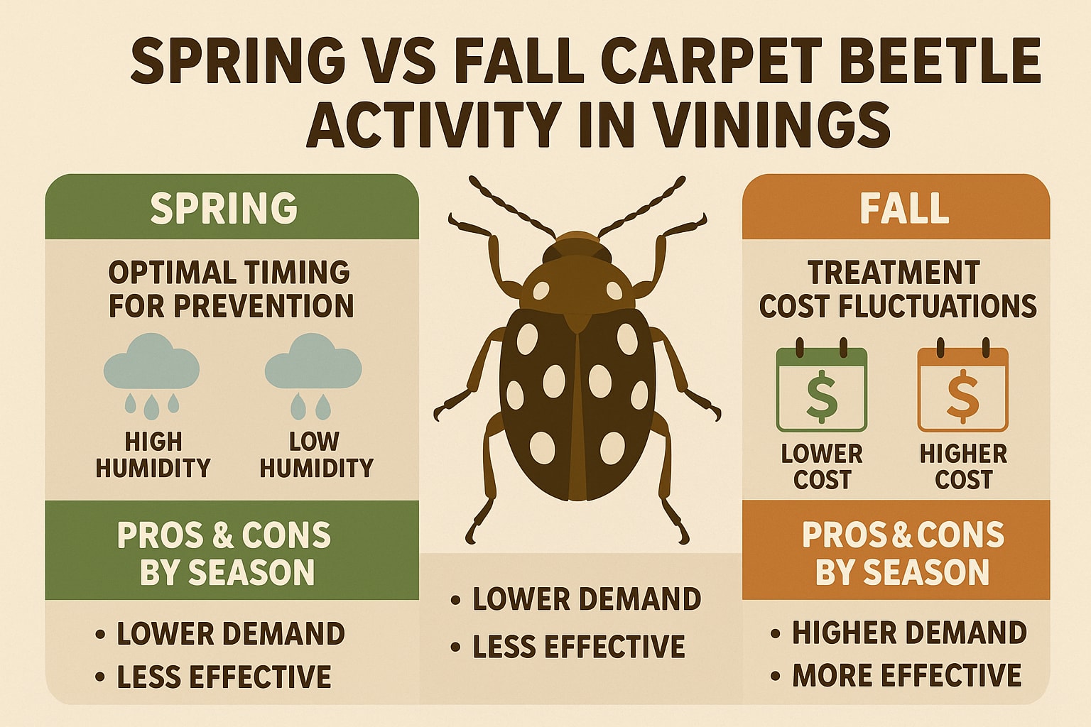 Seasonal carpet beetle control timing in Vinings