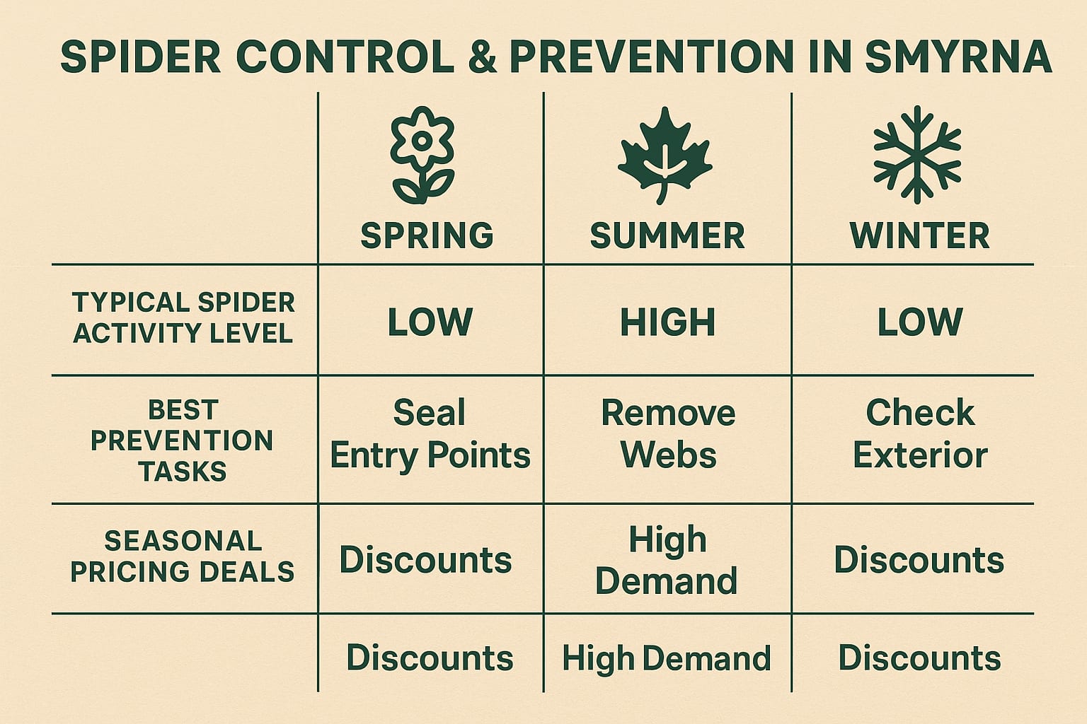 Spider control and prevention in Smyrna 