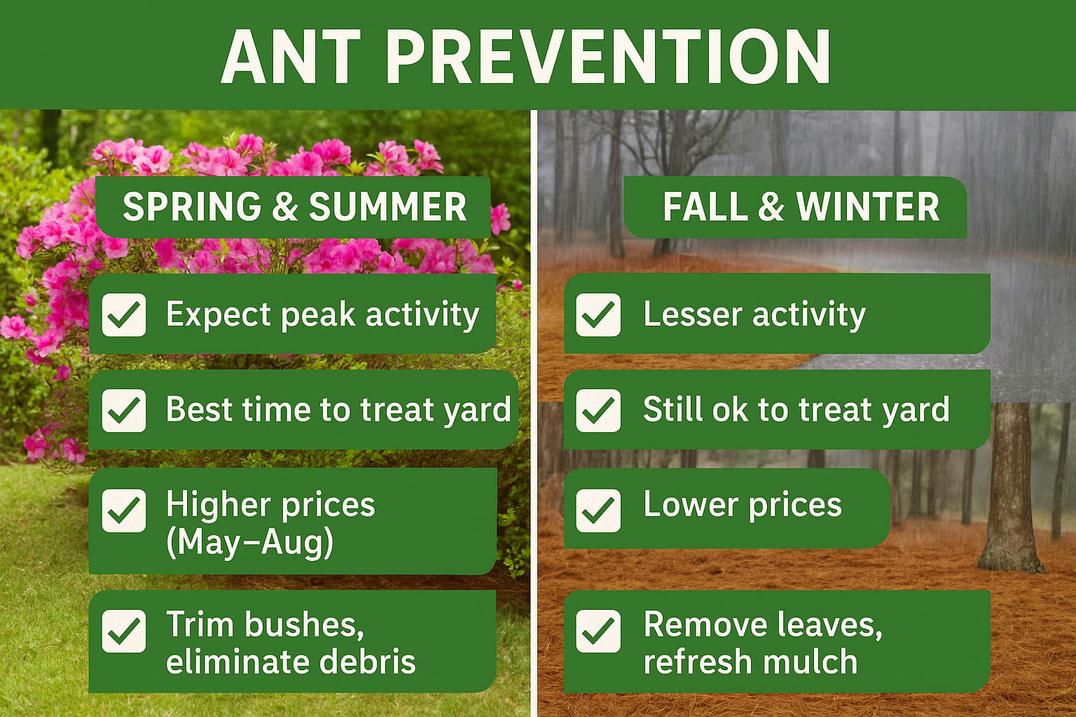 Best time for ant control in Peachtree City, GA