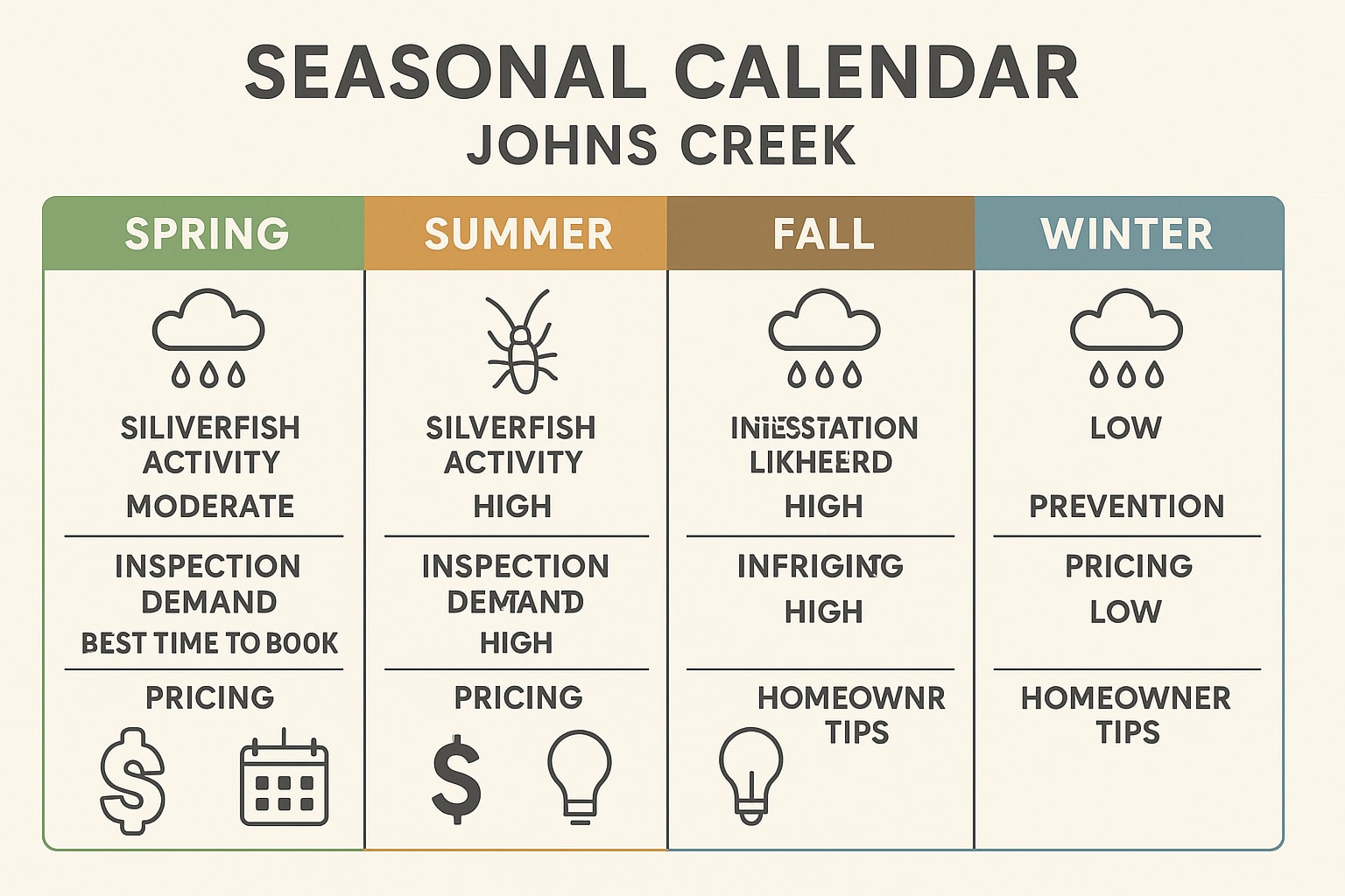 Silverfish Inspection Johns Creek Seasonal Calendar