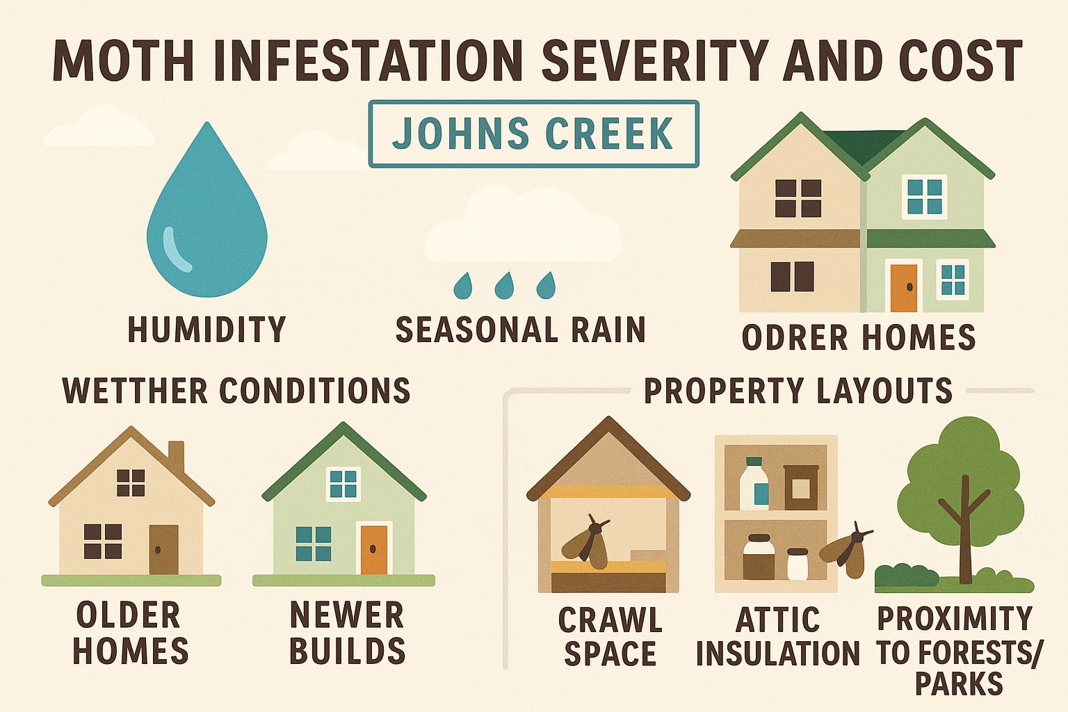 Moth infestation severity and cost in Johns Creek