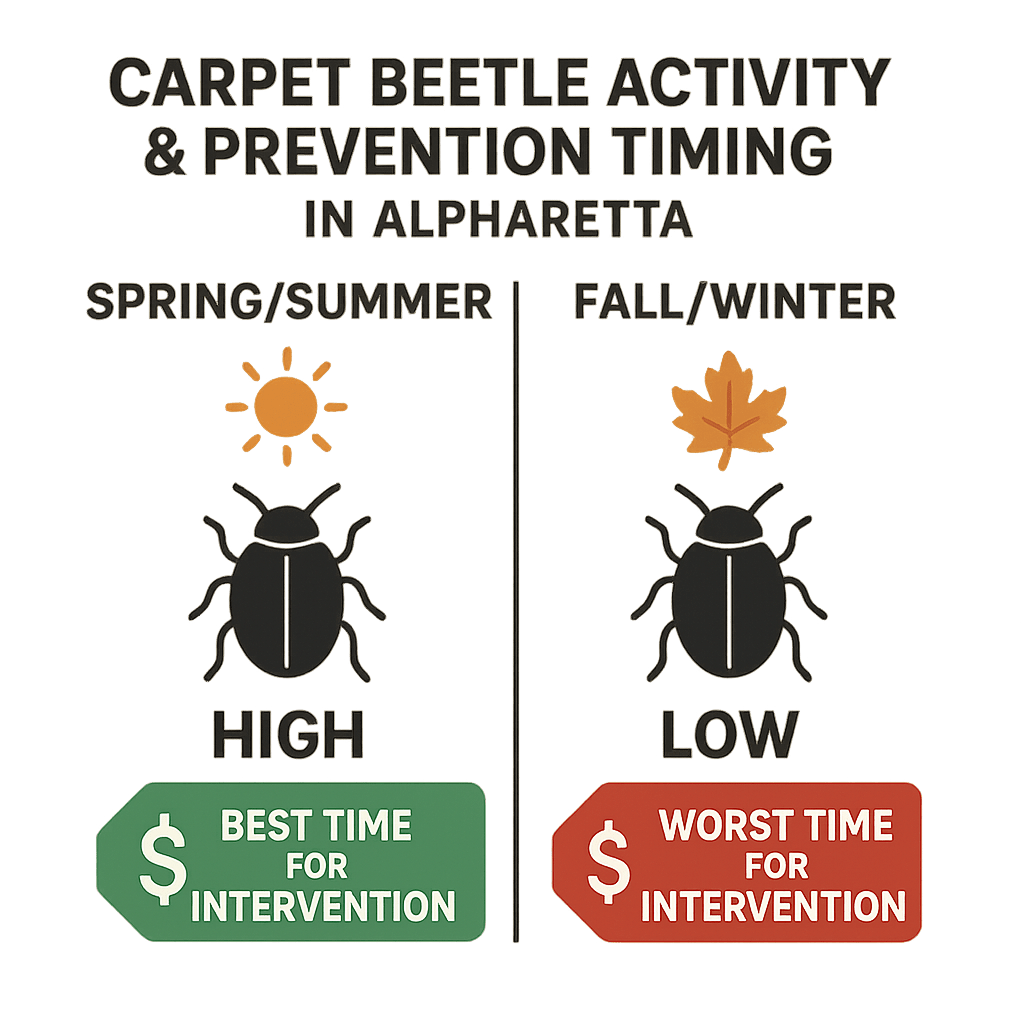 Carpet Beetle Activity & Prevention Timing in Alpharetta 