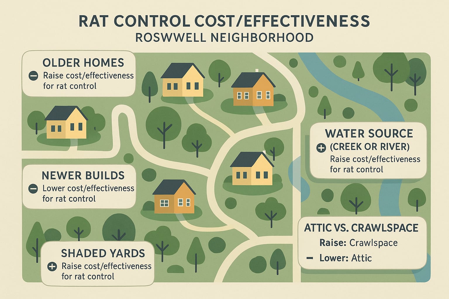 Rat control cost/effectiveness Roswell neighborhood 