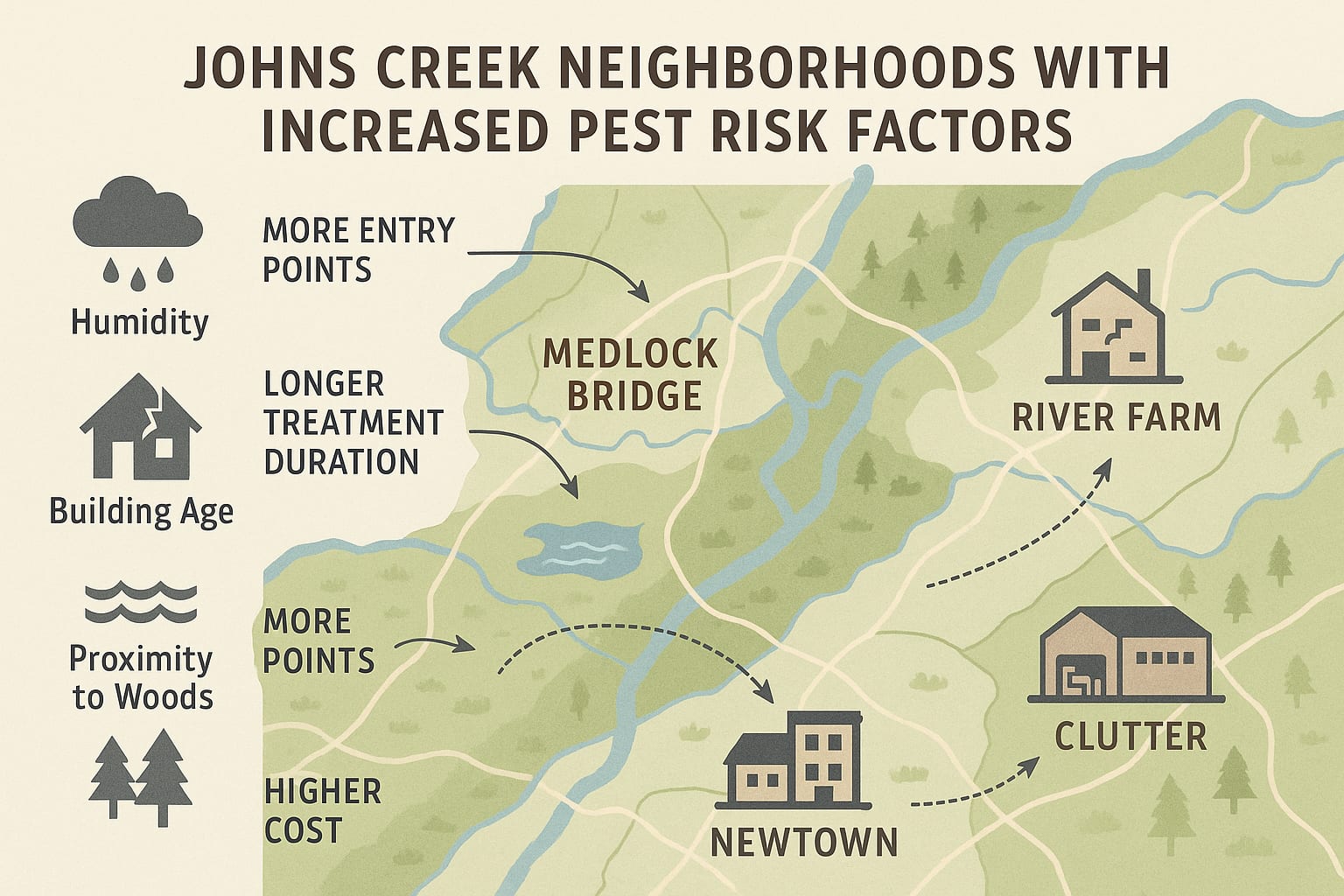 Johns Creek neighborhoods with increased pest risk factors