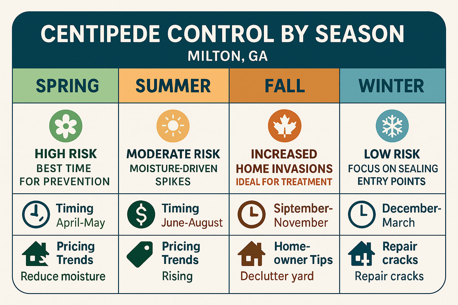 Centipede Control by Season in Milton, GA