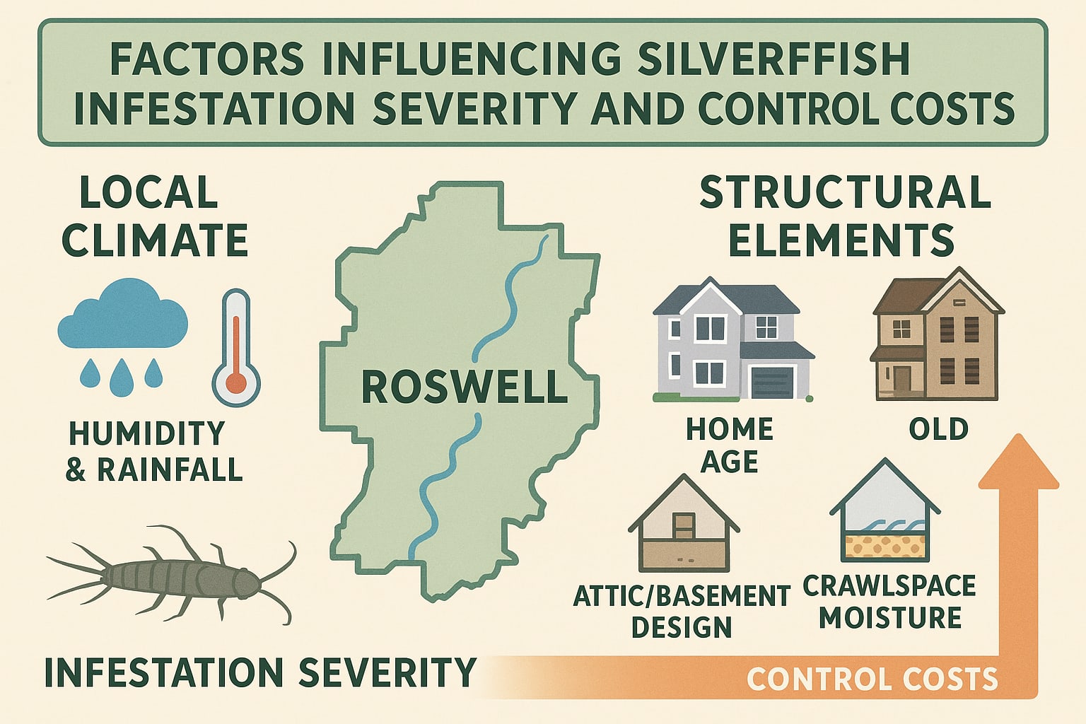 Factors influencing silverfish infestation severity and control costs