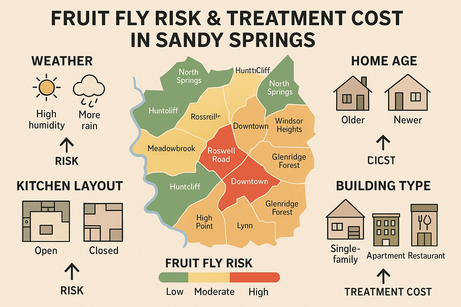 Fruit Fly Risk & Treatment Cost in Sandy Springs 