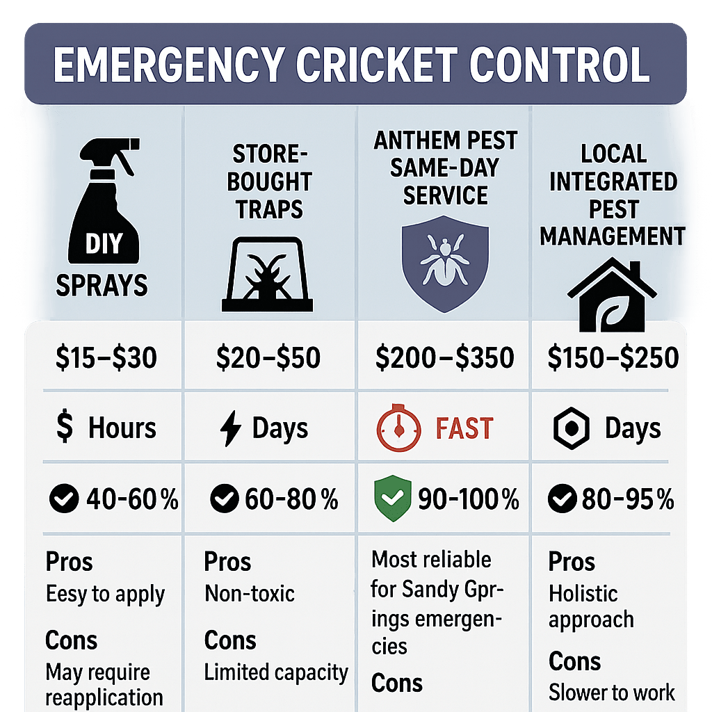 Cost of emergency cricket control Sandy Springs Georgia