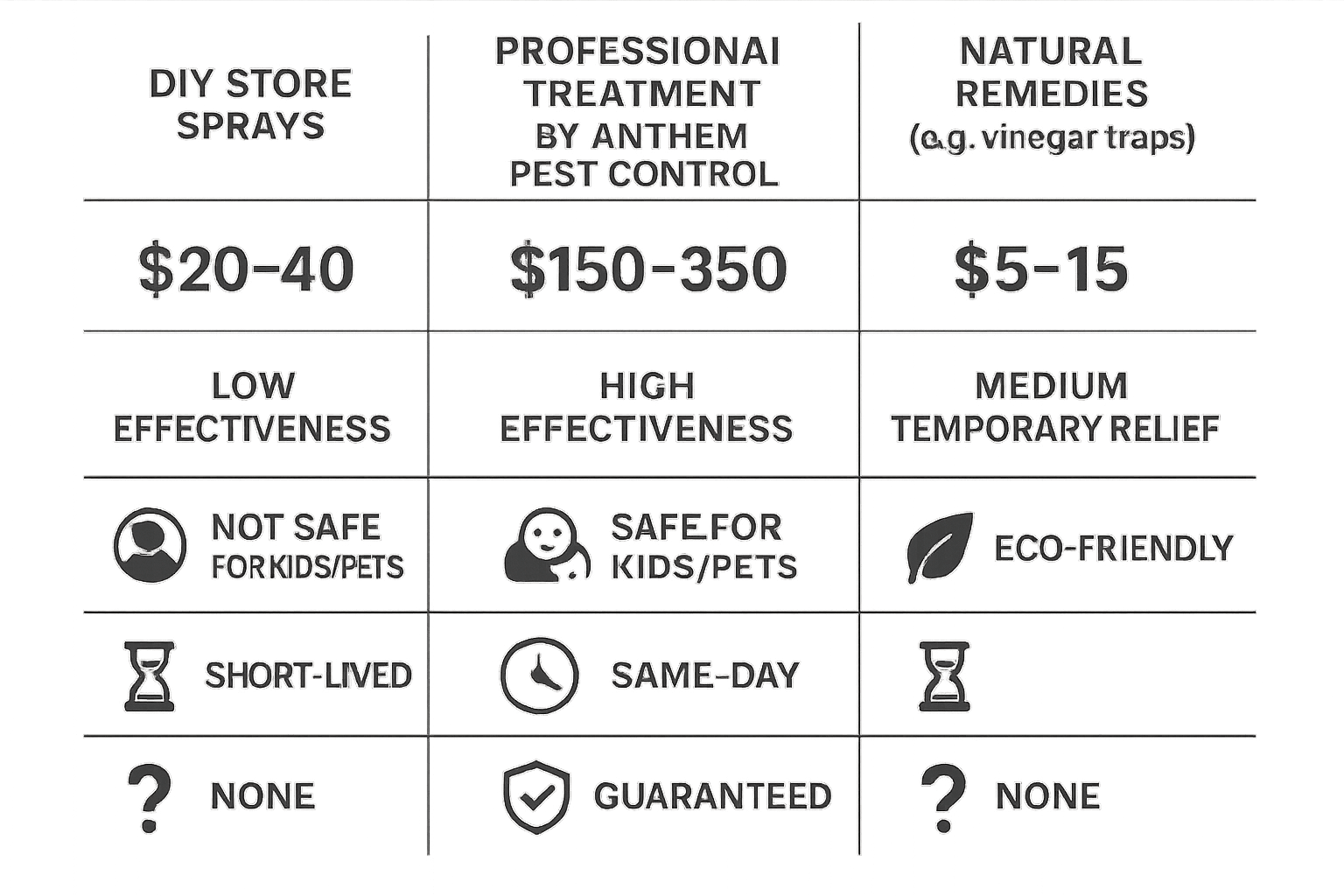 Diy Store Sprays, Professional treatment by Anthem pest control, Natural Remedies in Milton