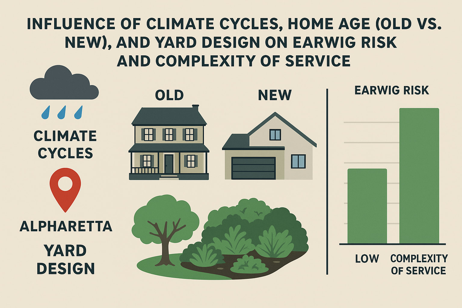 Influence of climate cycles, home age (Old vs New), and yard design on earwig risk and complexity of service