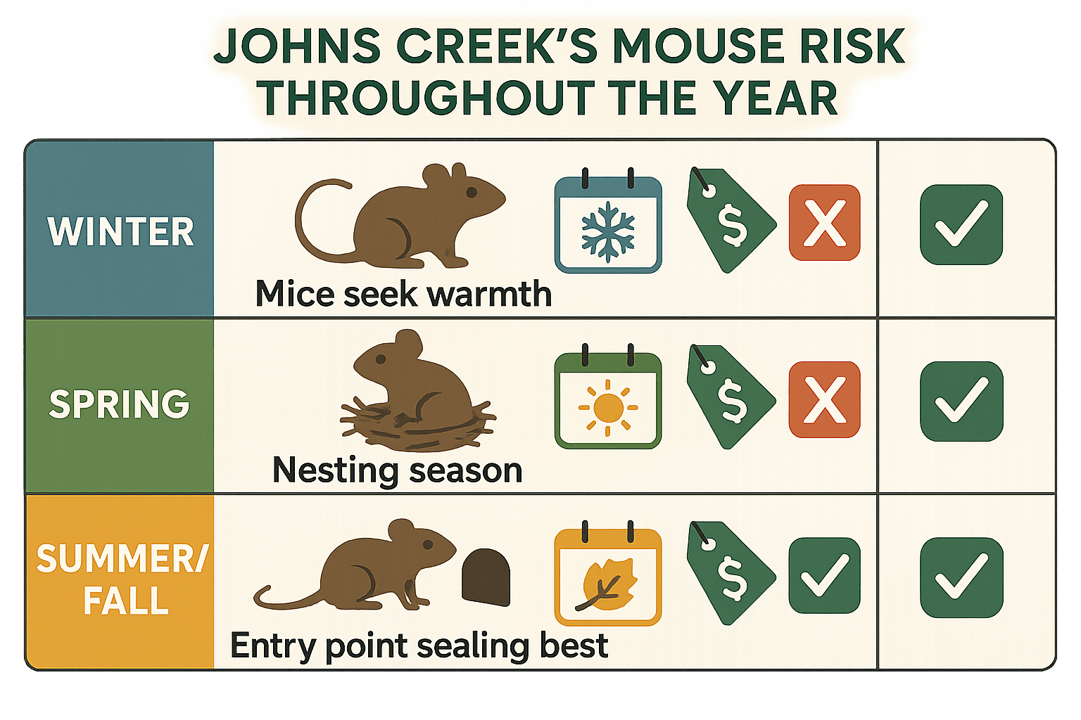 Johns Creek's mouse risk throughout the year