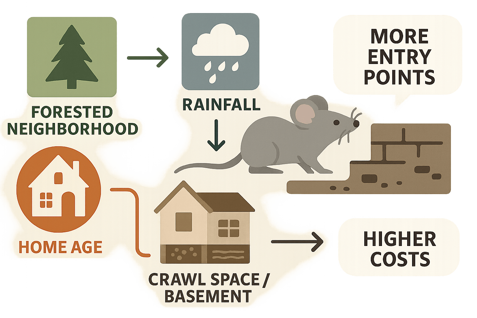 Mouse control specialist inspecting attic in Milton, GA