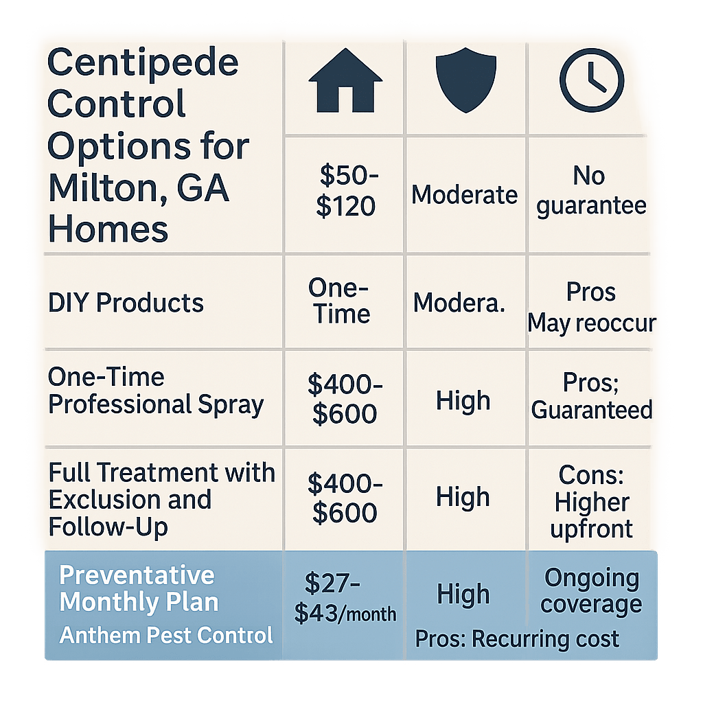 Price of Centipede Control in Milton