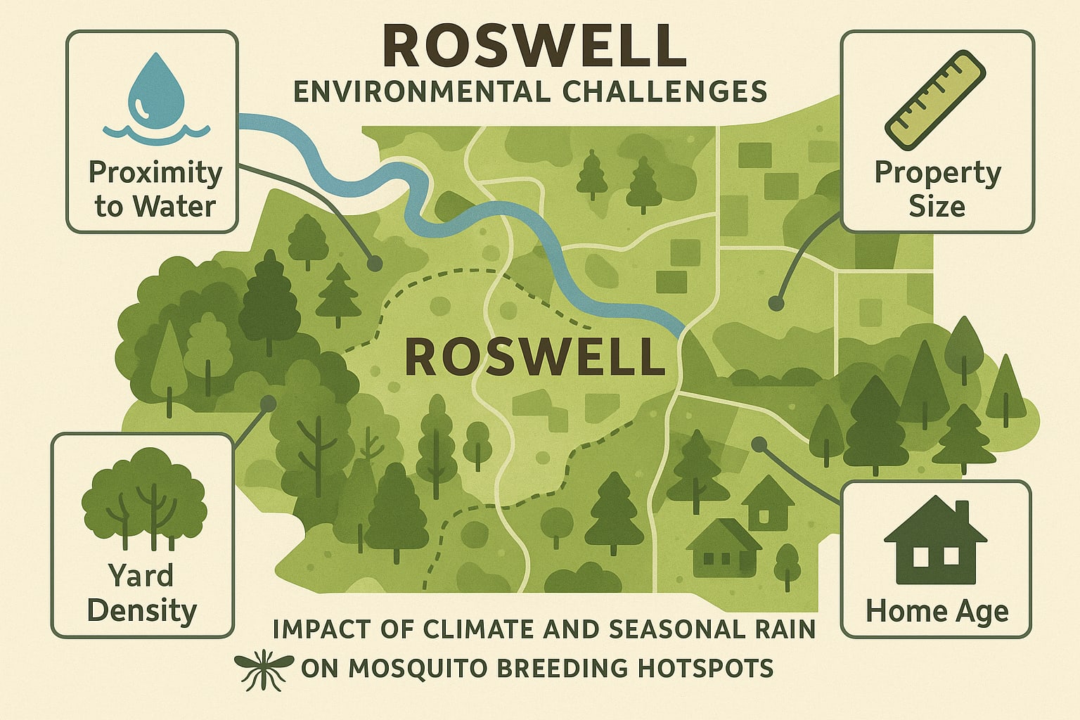 Impact of climate and seasonal rain on mosquito breeding hotspots in Roswell