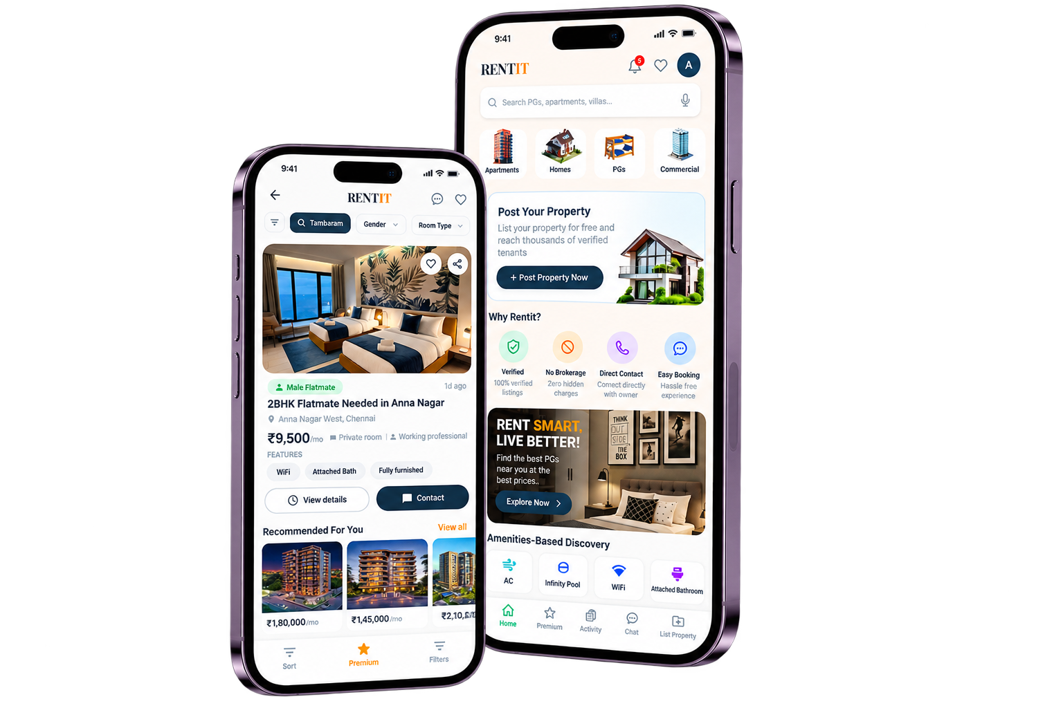 RentIt Dual 3D Mobile App Mockups