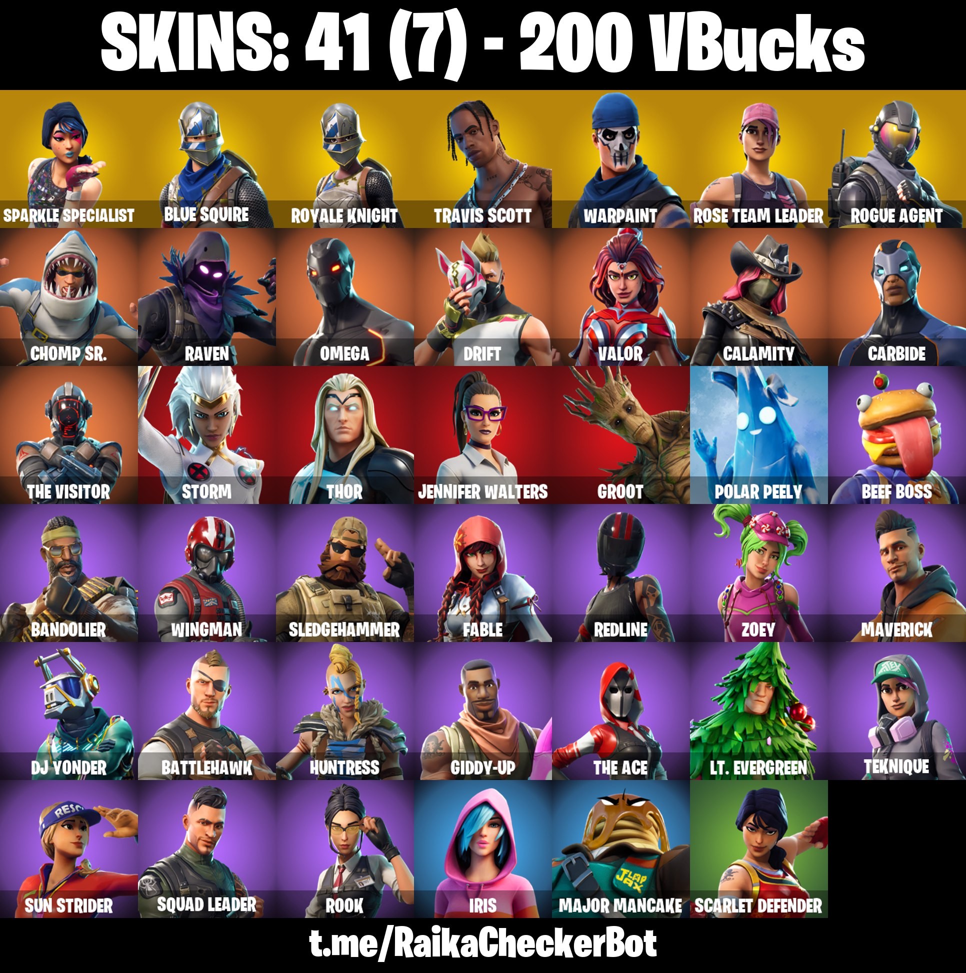 Fortnite Account ( PLAYSTATION / XBOX / PC / MOBILE / NINTENDO ) (TRAVIS SCOTT, SPARKLE SPECIALIST, FLOSS, BLUE SQUIRE, ROYALE KNIGHT, OG STW) (41 Skins)