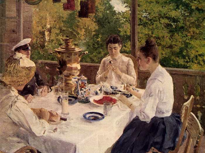 картина за чайным столом