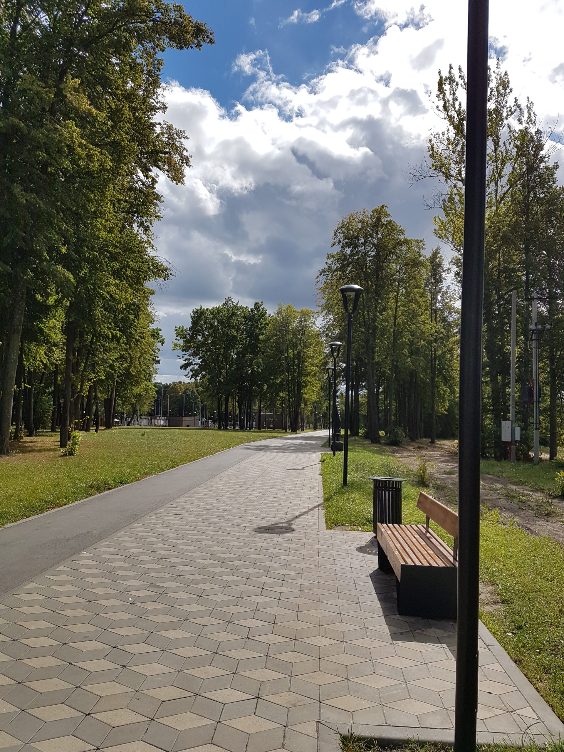 дорожка и лавки в парке Победа