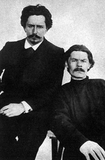 Андреев и Горький на чёрно белом снимке