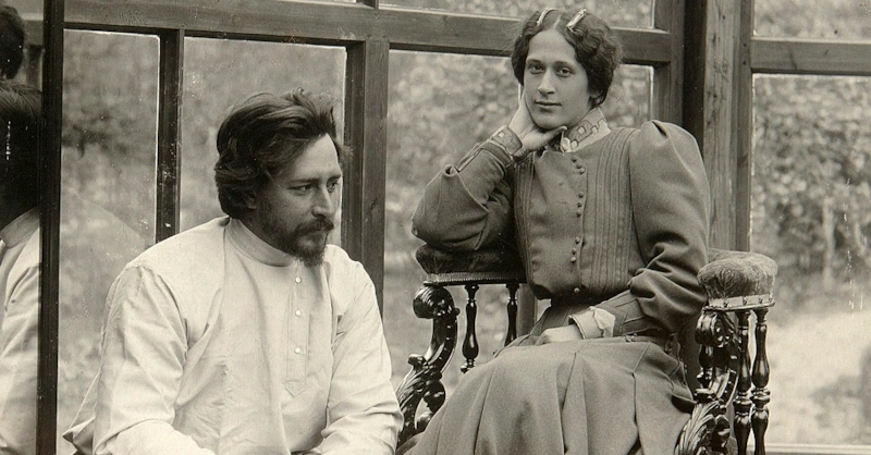 Леонид Андреев и Александра Велигорская на чёрно белом снимке