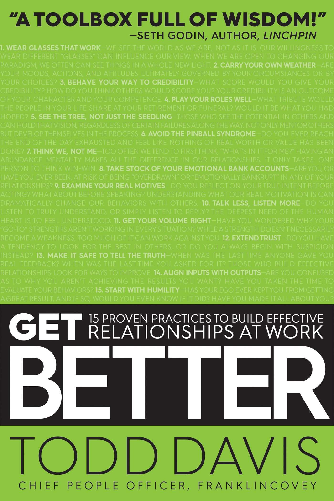 Get Better: 15 Proven Practices to Build Effective Relationships at Work by Todd Davis, book cover