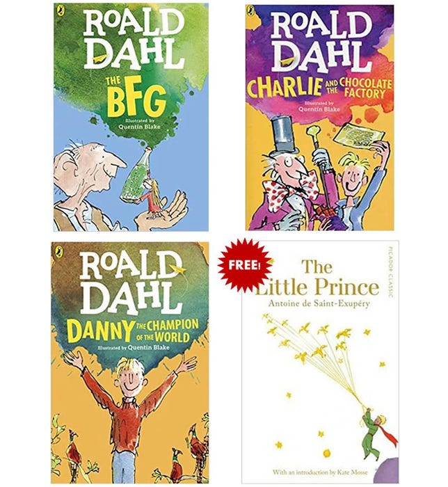 Combo Books OFFER - The BFG, Charlie and The Chocolate Factory, Danny The Champion of The World, The Little Prince by Roald Dahl, book cover