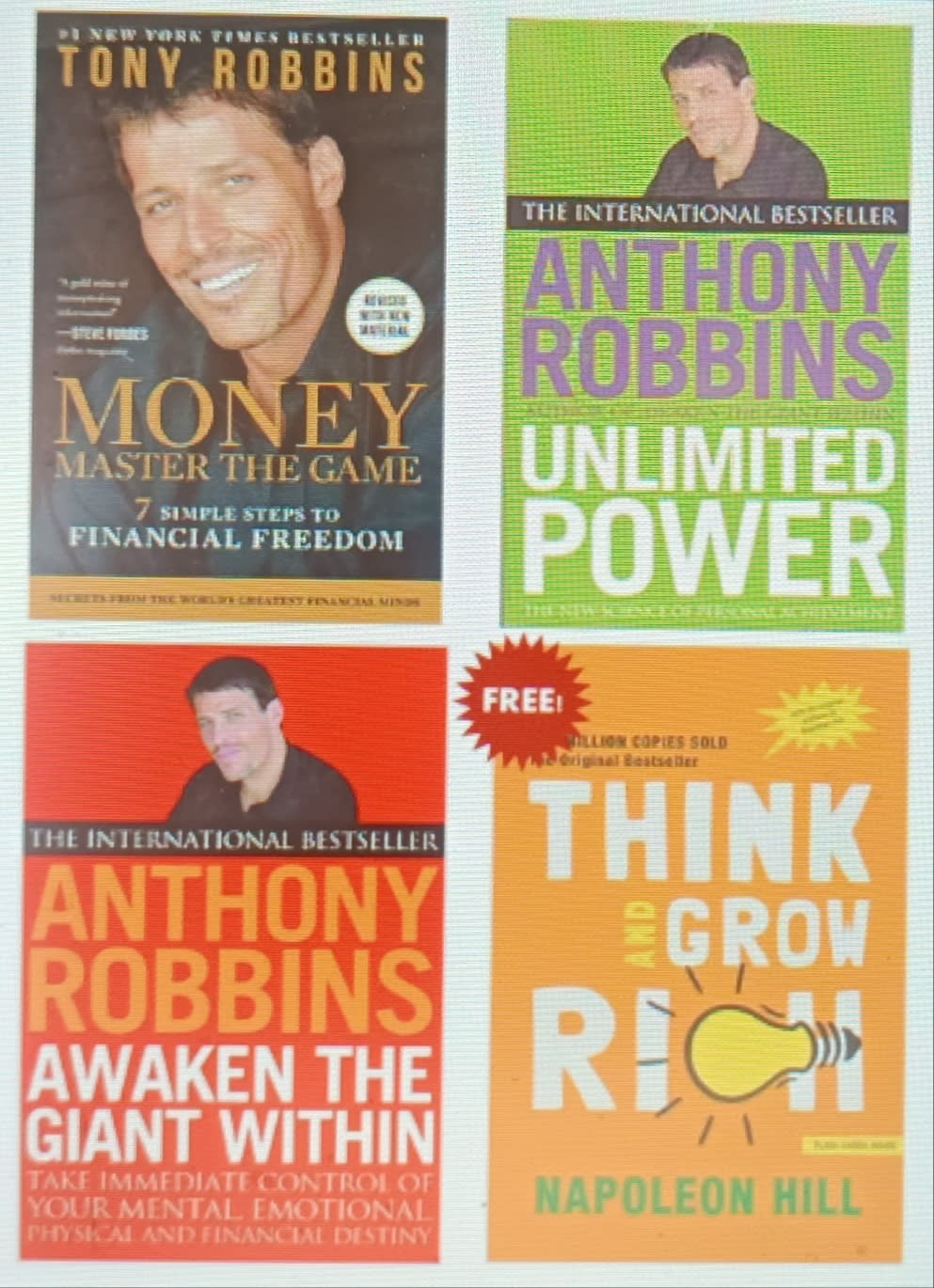 Combo OFFER - MONEY Master the Game, Unlimited Power, Awaken The Giant Within, Think and Grow Rich by Anthony Robbins, book cover
