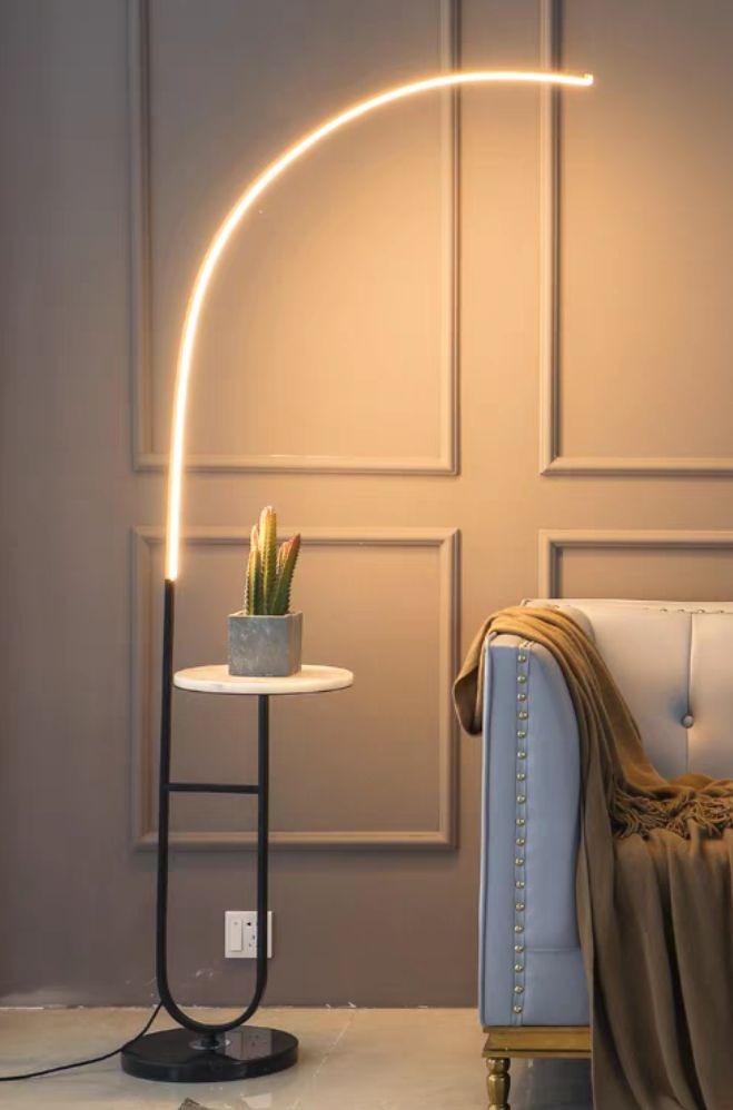 Modern Floor Lamp with Coffee table with 3000K Bright Warm Neon Light