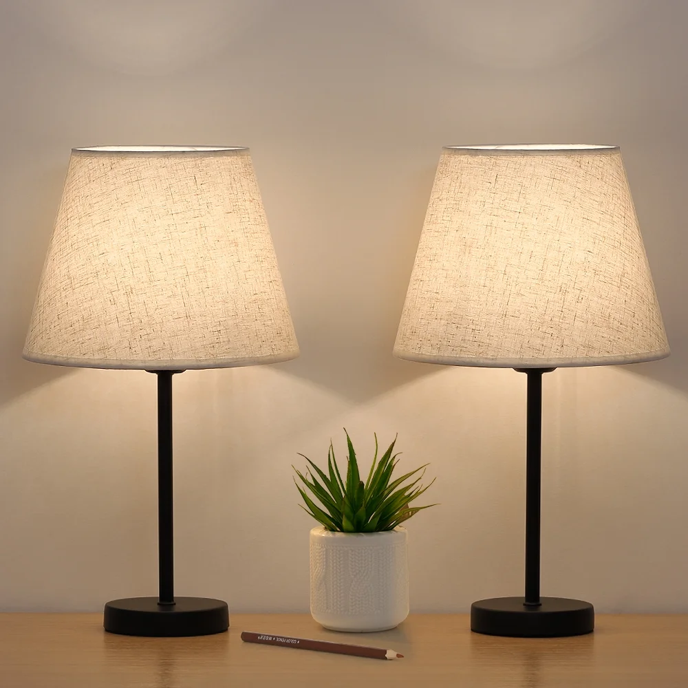 Compact Haitral Table Lamp Pair – Nightstand Lights