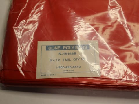 Uline Red Poly Bags 9 x 12 2 Mil Pack S-15159R photo 2
