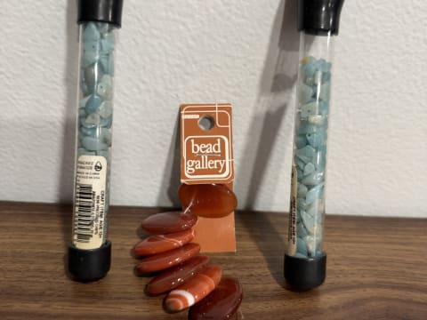 Amazonite Chip Beads and Red Agate Oval Beads — Craft Lot photo 1