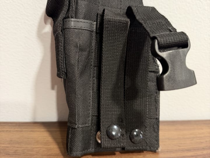 Black Nylon Drop-Leg Holster with Straps and Accessory Pouch