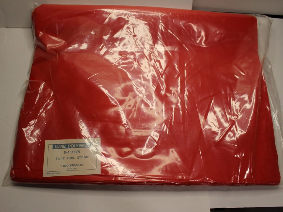 Uline Red Poly Bags 9 x 12 2 Mil Pack S-15159R