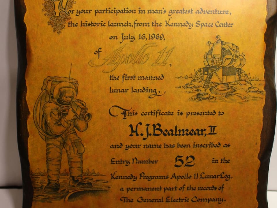 Apollo 11 Kennedy Space Center 1969 Participation Plaque