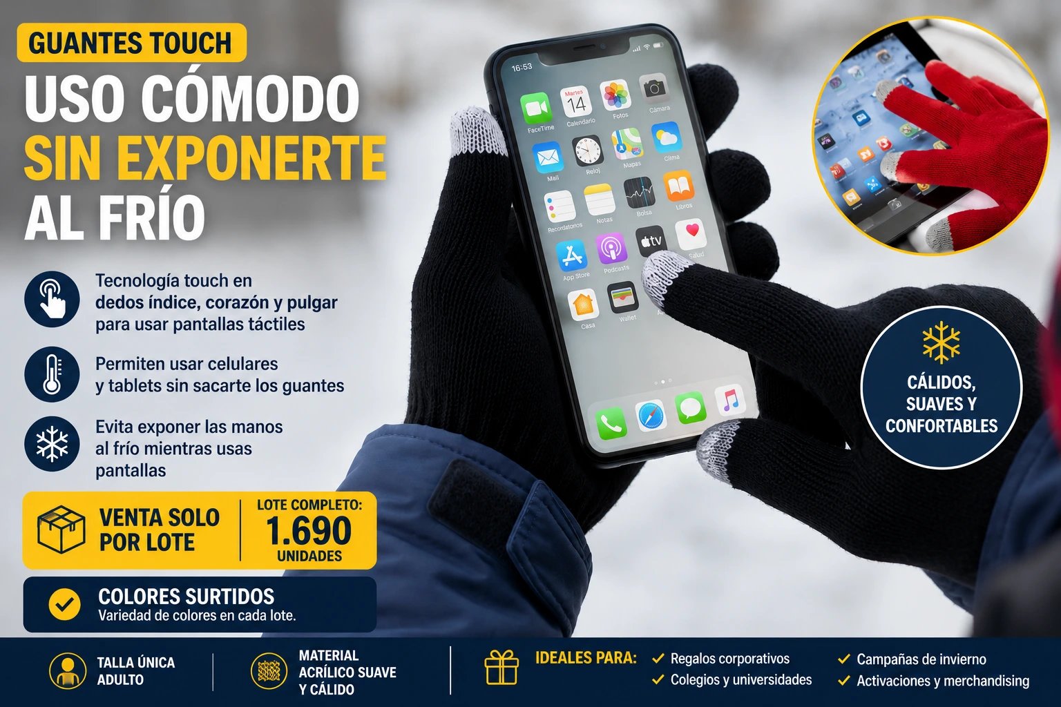 🧤 Guantes Touch para pantallas táctiles! Perfectos para este invierno ❄️📱