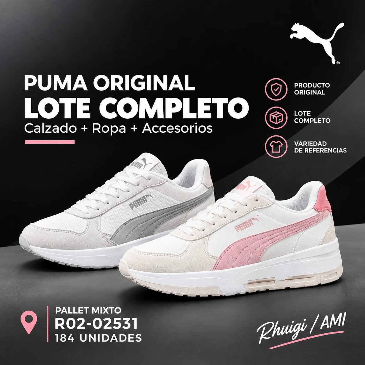 PALLET R02-02531 MAYORISTA PUMA - 184 UNIDADES - CALZADO · VESTUARIO
