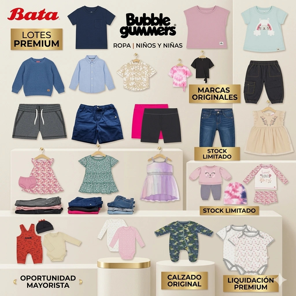 LOTE 93 BATA- BUBBLEGUMMERS ORIGINAL | CALZADO + ACCESORIOS + ROPA INFANTIL - Imagen 1