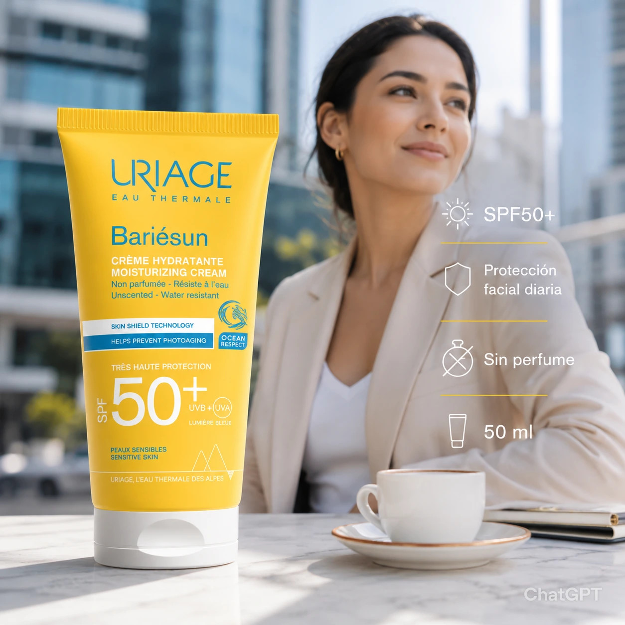 URIAGE BARIESUN SPF50+ FRAGRANCE FREE CREAM 50ML | CAJA X 42 UNIDADES | PROTECTOR SOLAR FACIAL - Imagen 3