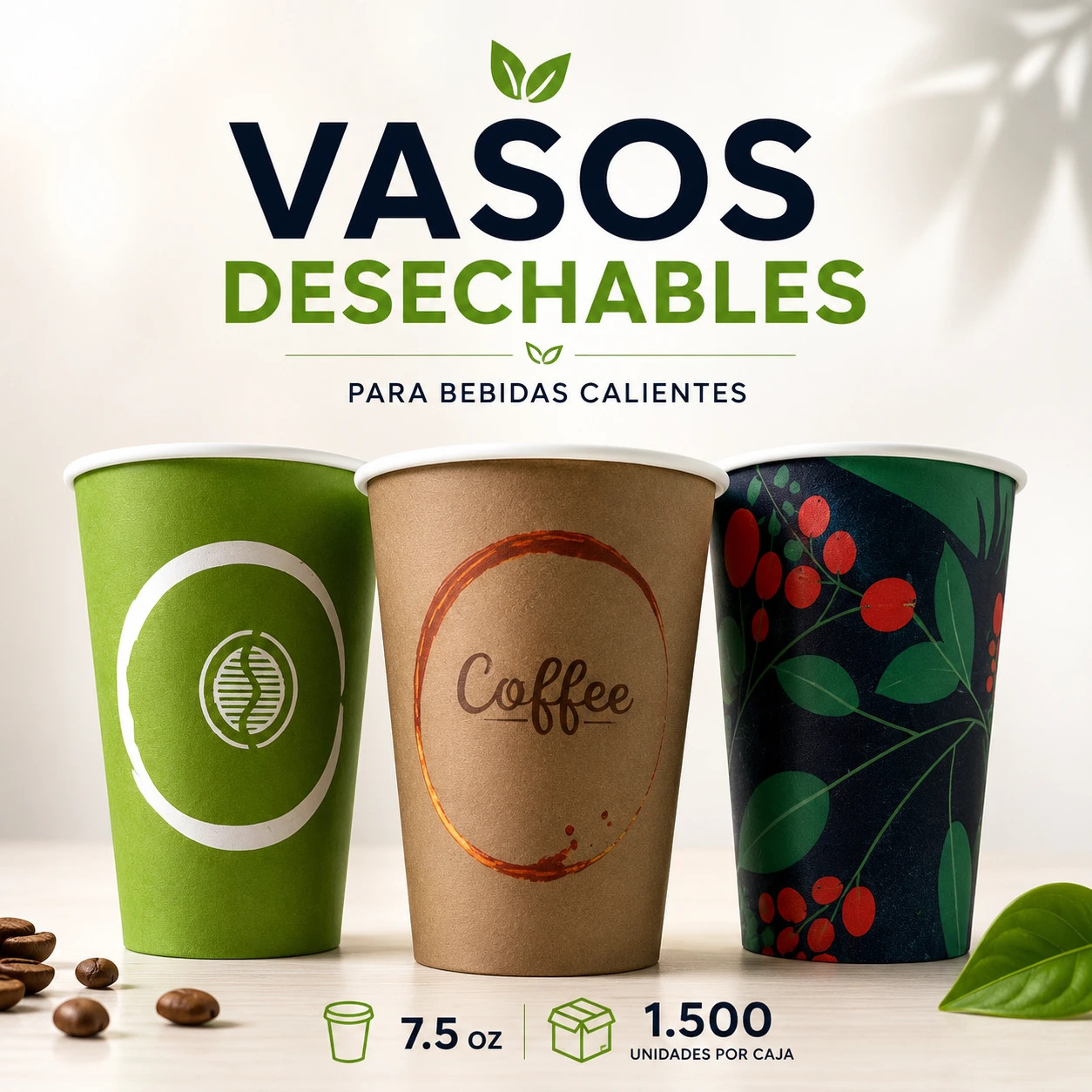 VASOS DESECHABLES PARA BEBIDAS CALIENTES 7.5 OZ | VENTA DESDE 5 CAJAS - Imagen 1